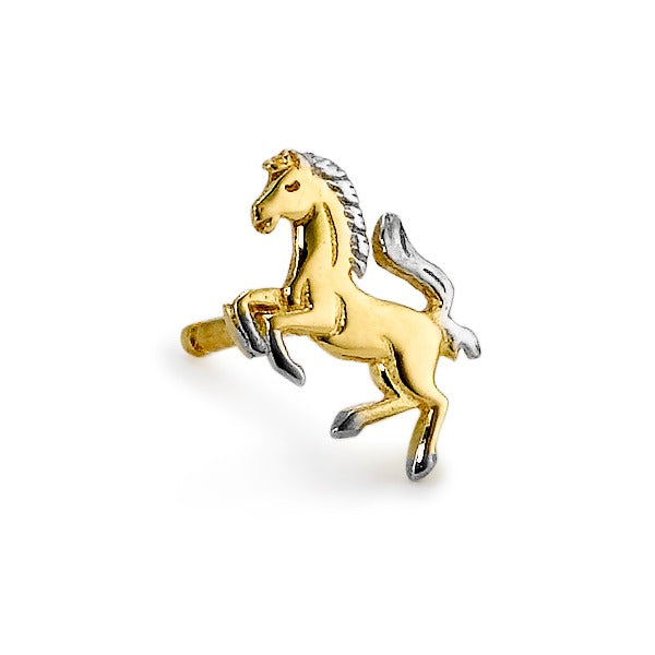 Oorknop 1 stuk 375/9 krt geel goud Paard