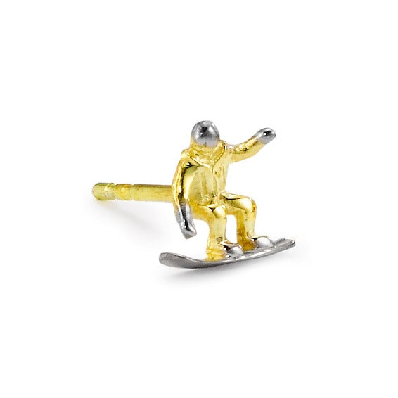 Oorknop 1 stuk 375/9 krt geel goud Snowboarden