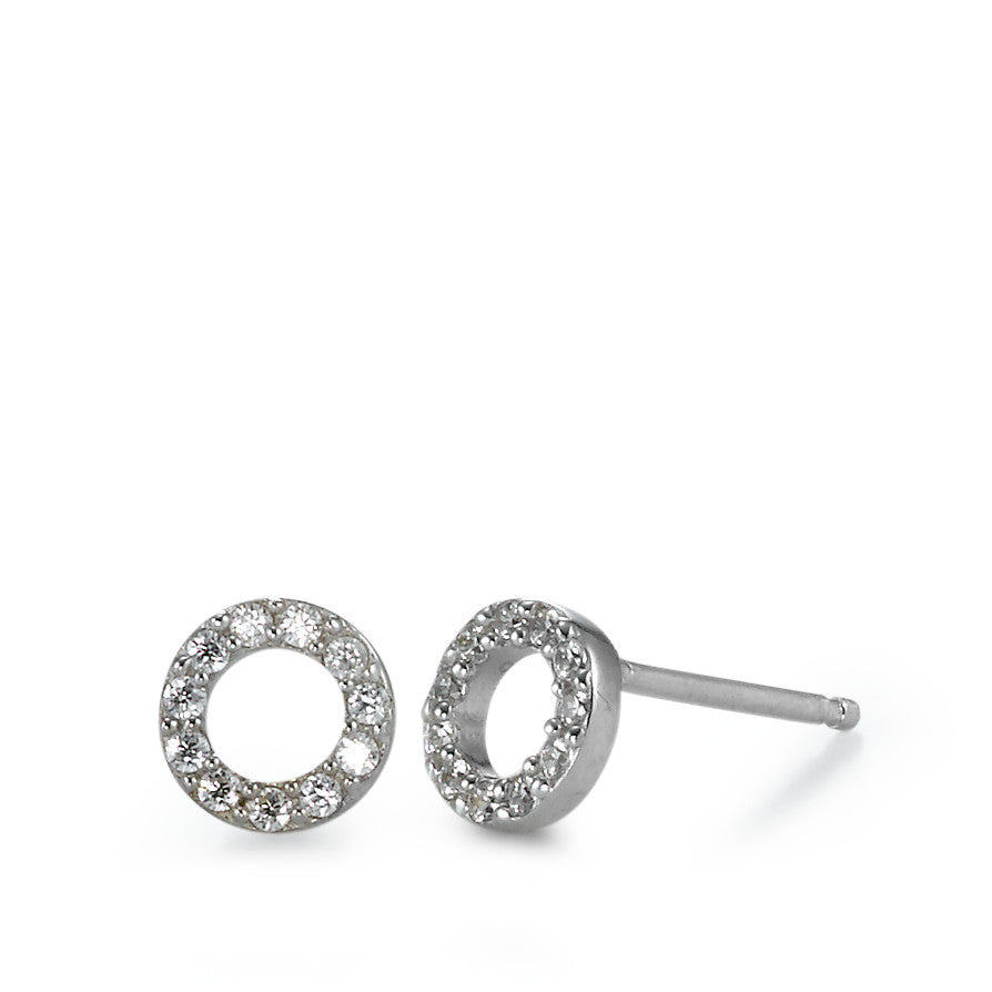 Clous d'oreilles Argent Zircone 22 Pierres Rhodié Ø7 mm