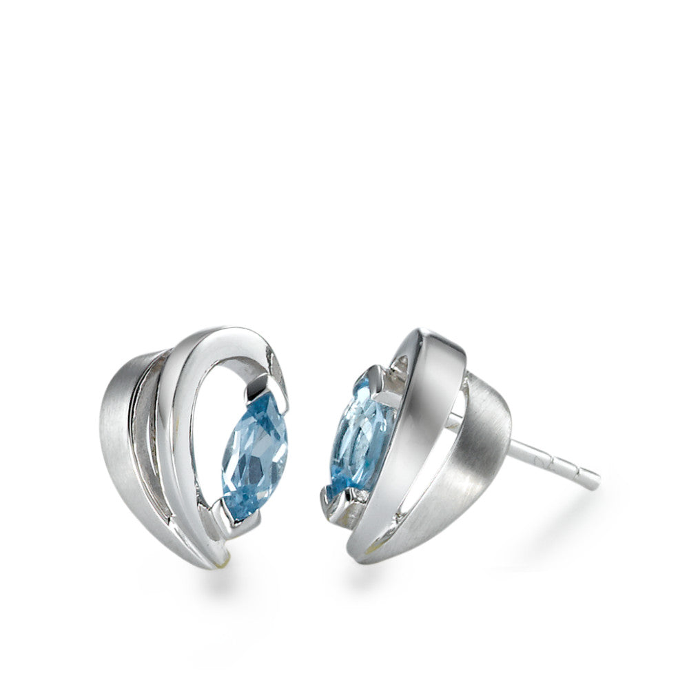 Oorknoppen Zilver Kristal blauw, 2 Steen Gerhodineerd