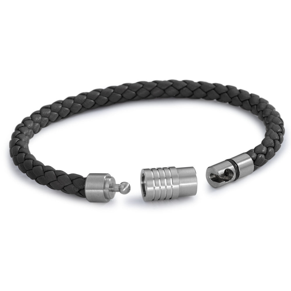 Bracelet Acier inoxydable, Cuir 22 cm Ø6.5 mm