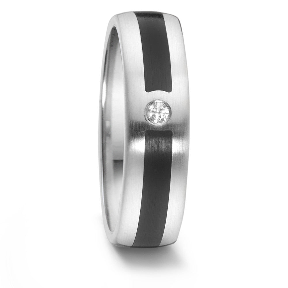 Partnerring Edelstahl, Keramik Diamant 0.04 ct, tw-si