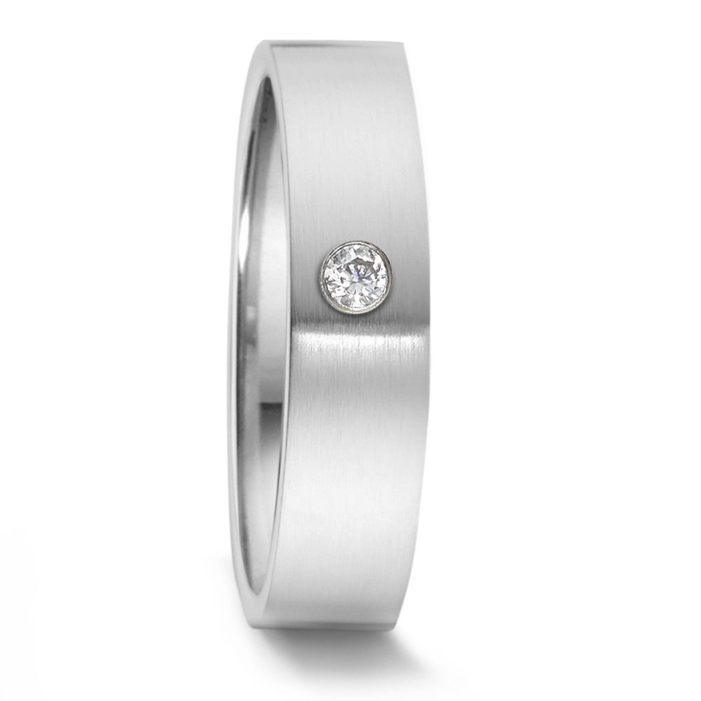 Partnerring Roestvrijstaal Diamant 0.04 ct, tw-si