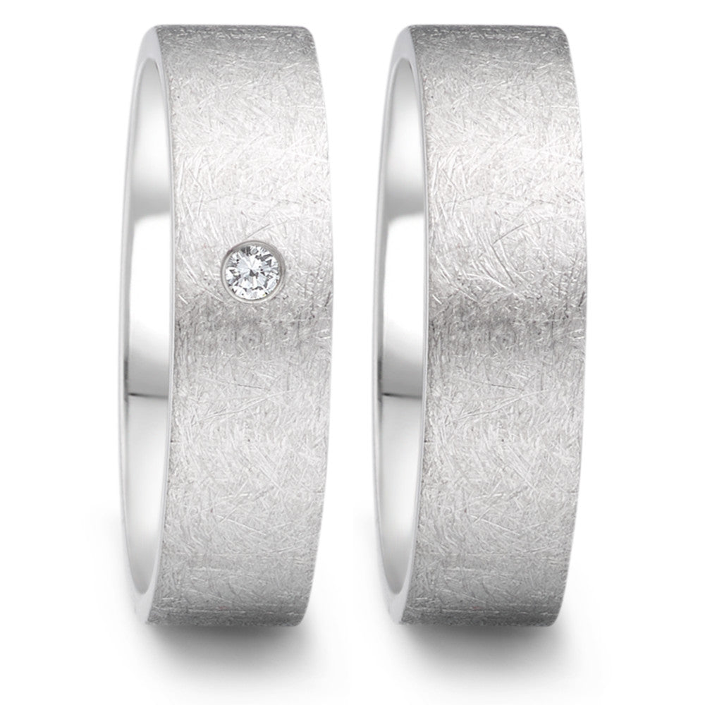 Partnerring Roestvrijstaal Diamant 0.04 ct, tw-si