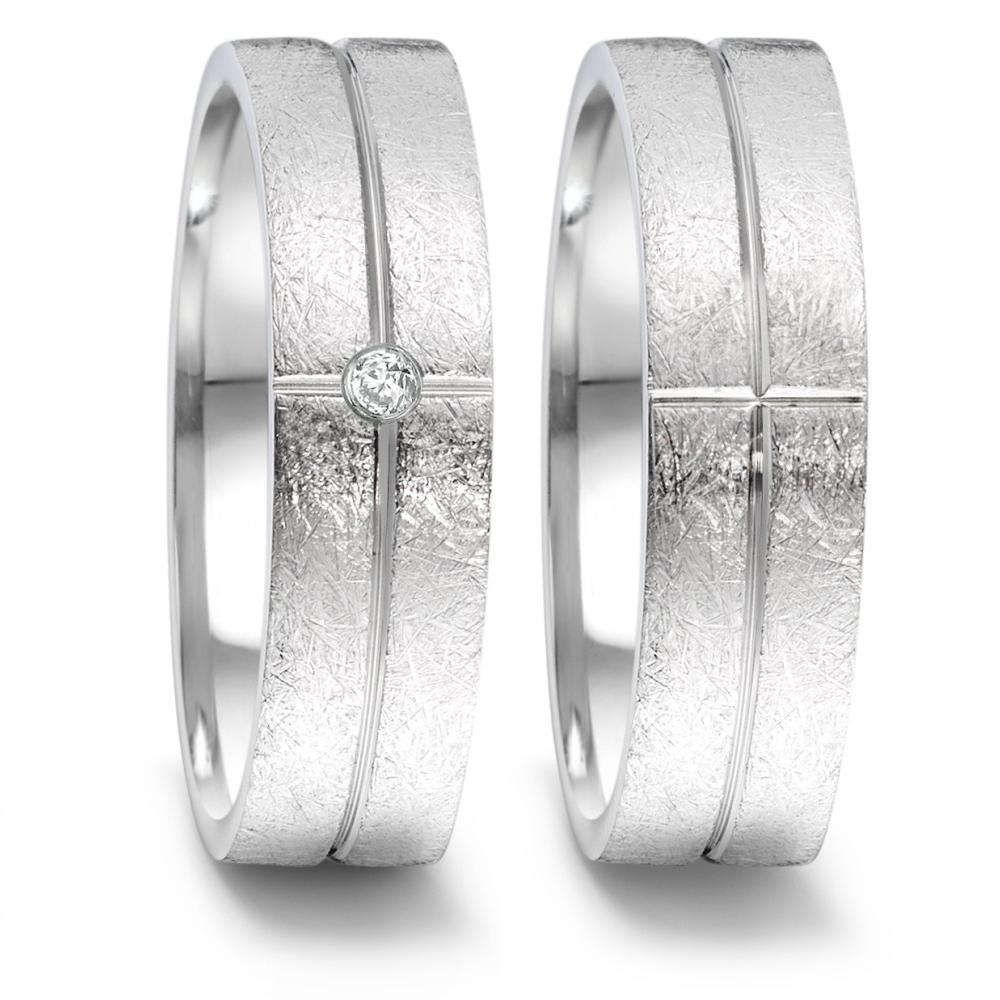 Partnerring Edelstahl Diamant 0.02 ct, tw-si