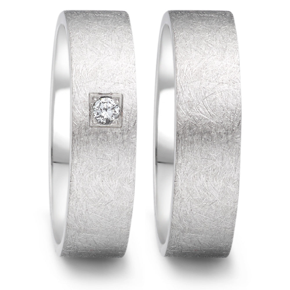 Partnerring Roestvrijstaal Diamant 0.06 ct, tw-si