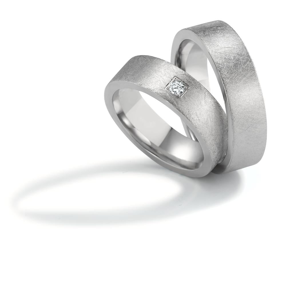 Partnerring Roestvrijstaal Diamant 0.06 ct, tw-si