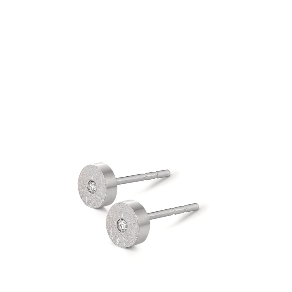 Clous d'oreilles Acier inoxydable Diamant 0.024 ct, 2 Pierres, tw-si Ø5 mm