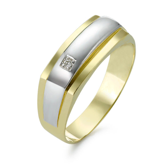 Ring 375/9 krt geel goud Diamant 0.01 ct, w-si