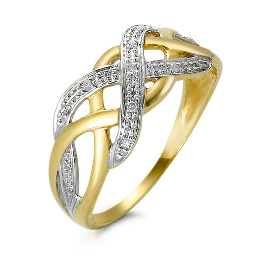Fingerring 375/9 K Gelbgold Diamant 0.06 ct, 13 Steine, w-si
