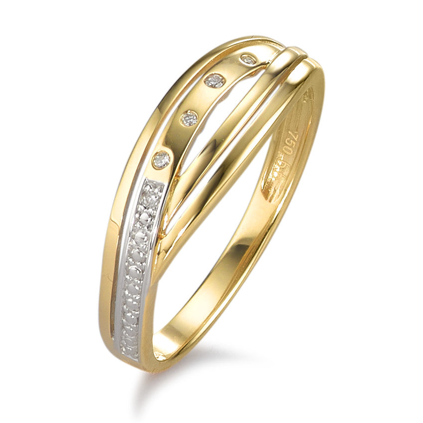 Ring 750/18 krt geel goud Diamant 0.02 ct, w-si