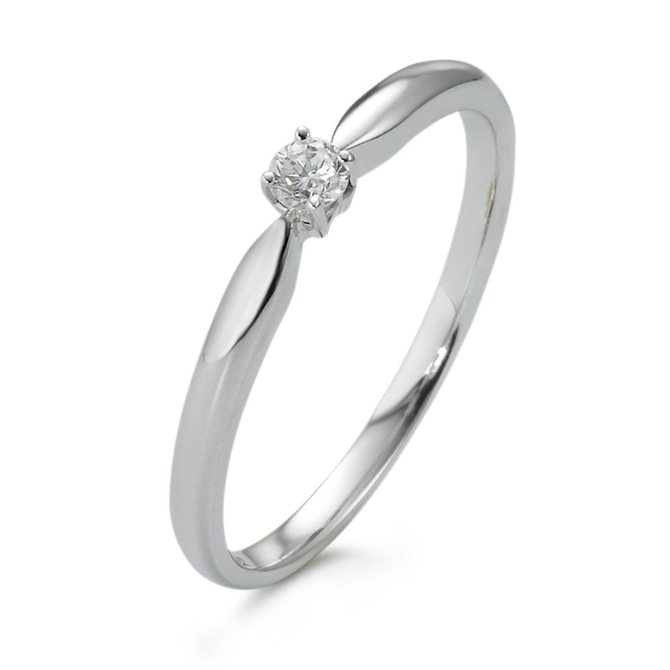 Solitaire ring 750/18K witgoud Diamant 0.10 ct, w-si