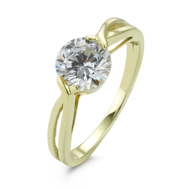 Solitaire ring 375/9 krt geel goud Zirkonia