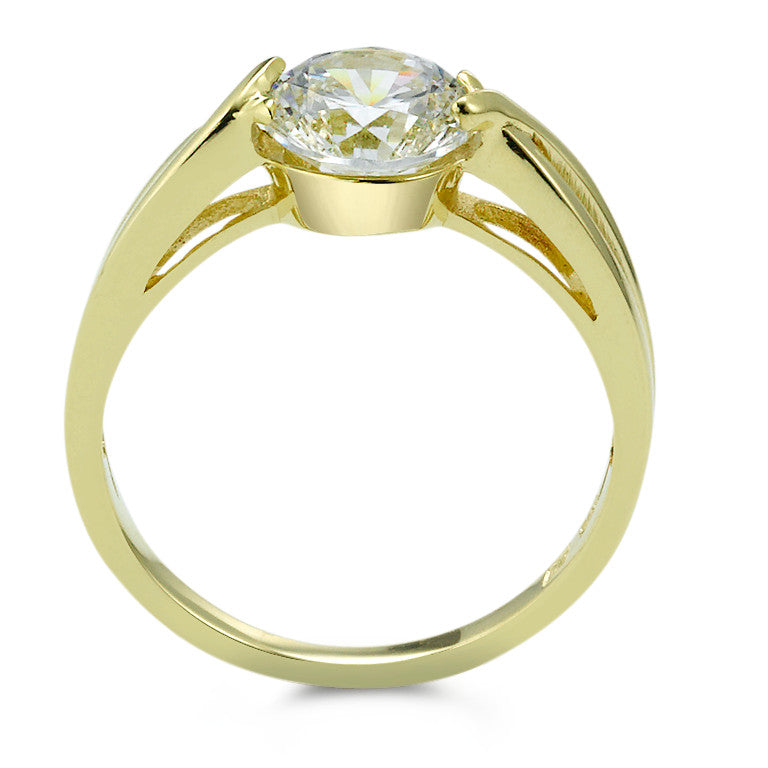 Solitaire ring 375/9 krt geel goud Zirkonia