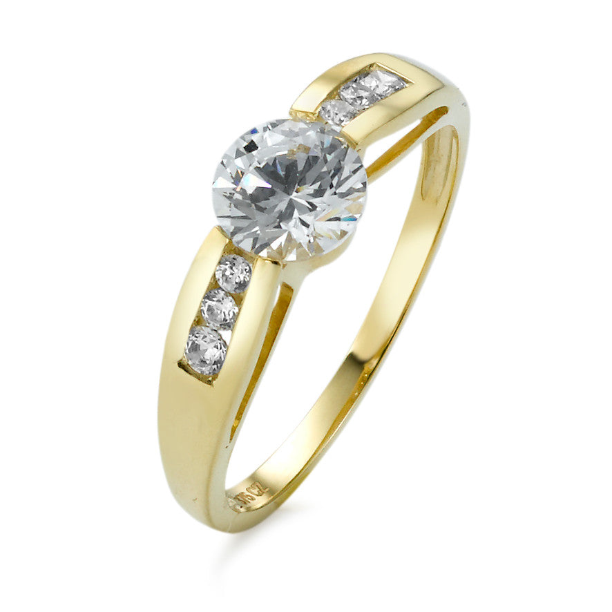 Solitaire ring 375/9 krt geel goud Zirkonia 7 Steen