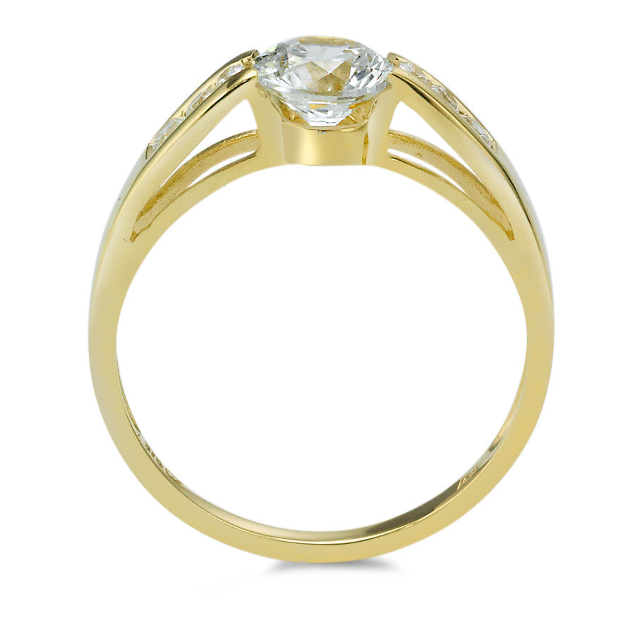 Solitaire ring 375/9 krt geel goud Zirkonia 7 Steen