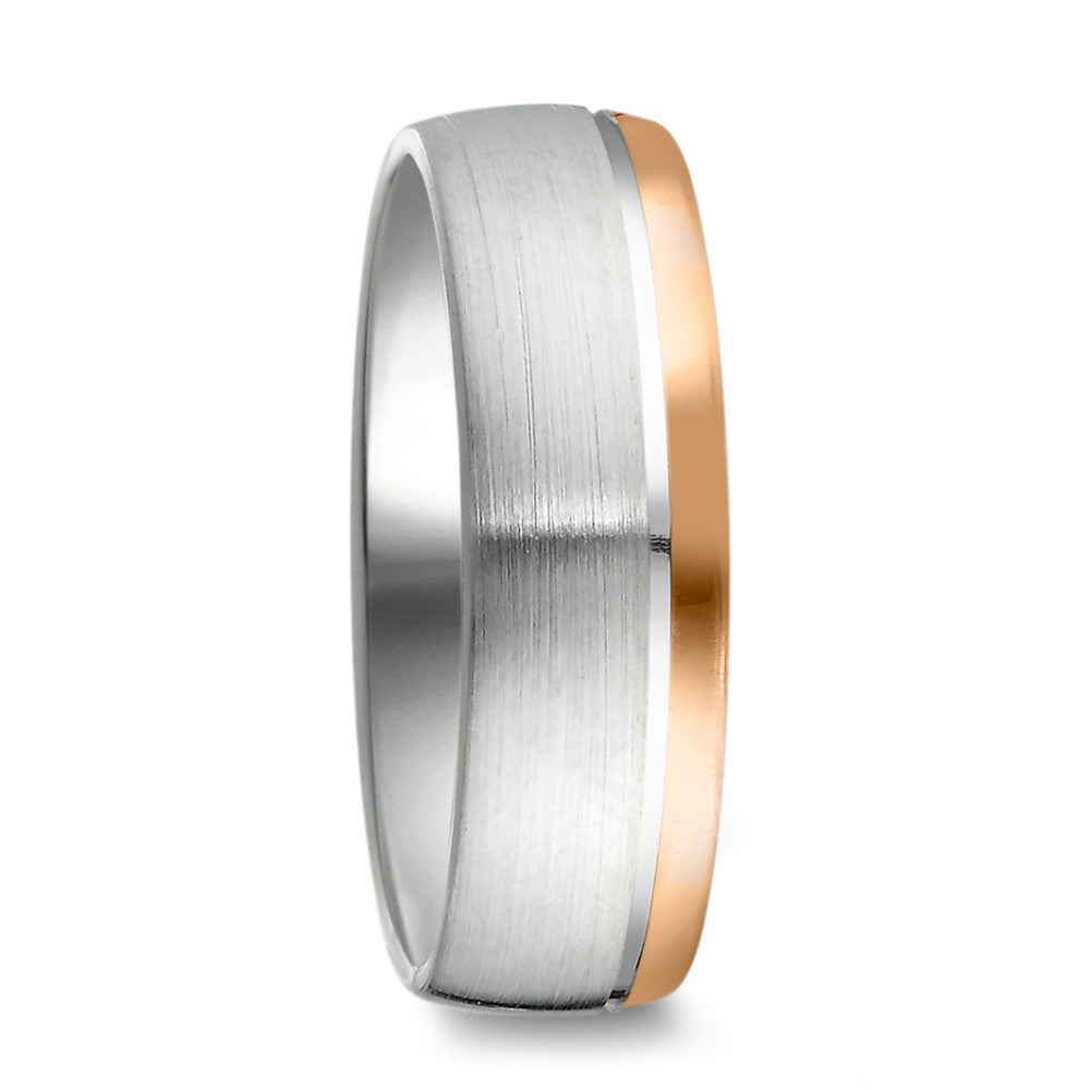 Partnerring Zilver, 585/14 krt rood goud Gerhodineerd