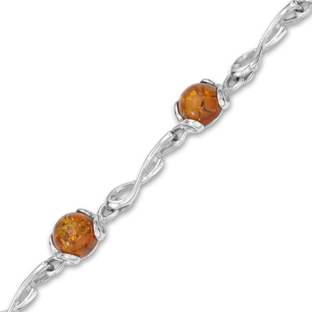 Armband Zilver Amber 8 Steen 19.5 cm