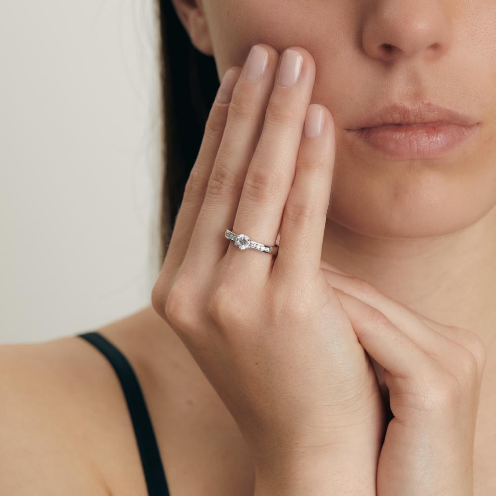 Bague solitaire Argent Zircone