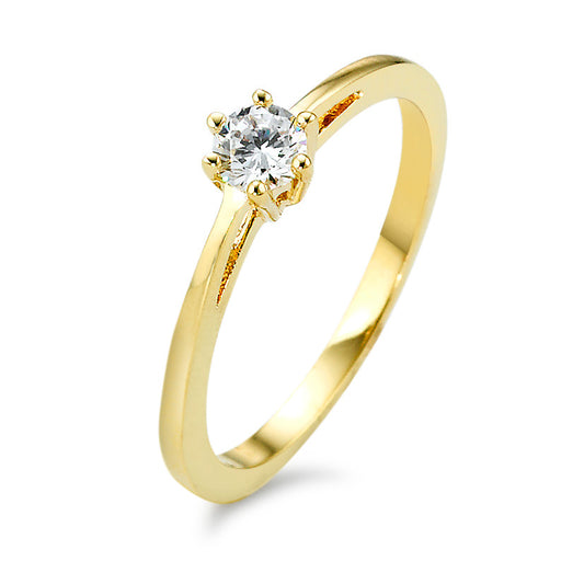 Solitaire ring Brons Zirkonia Verguld