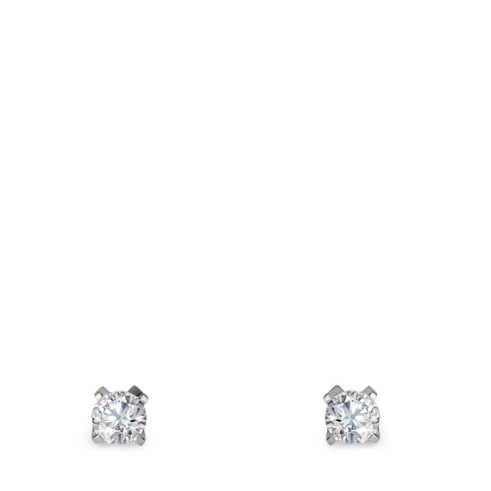 Oorknoppen 750/18K witgoud Diamant 0.20 ct, 2 Steen, w-si