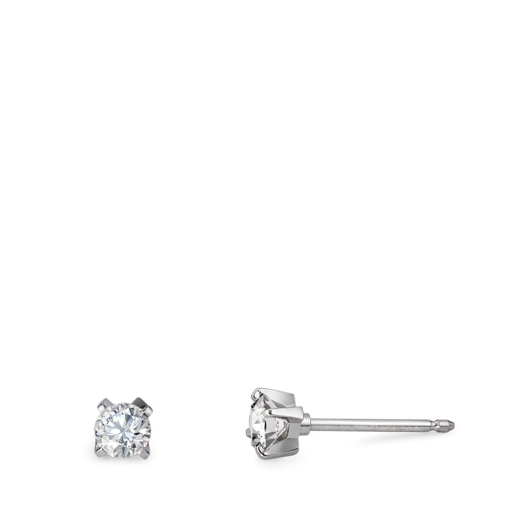 Oorknoppen 750/18K witgoud Diamant 0.20 ct, 2 Steen, w-si