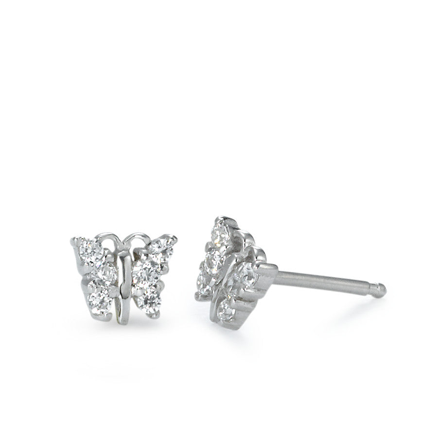 Clous d'oreilles Argent Zircone Rhodié Papillon