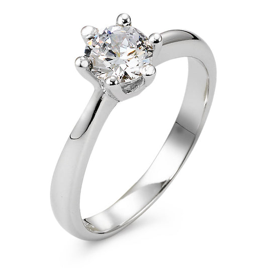 Solitaire ring Zilver Zirkonia 5.5 mm Gerhodineerd