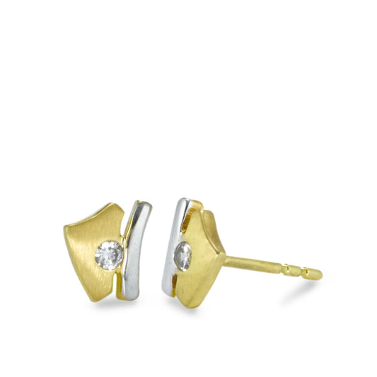 Clous d'oreilles Or jaune 18K Zircone 2 Pierres