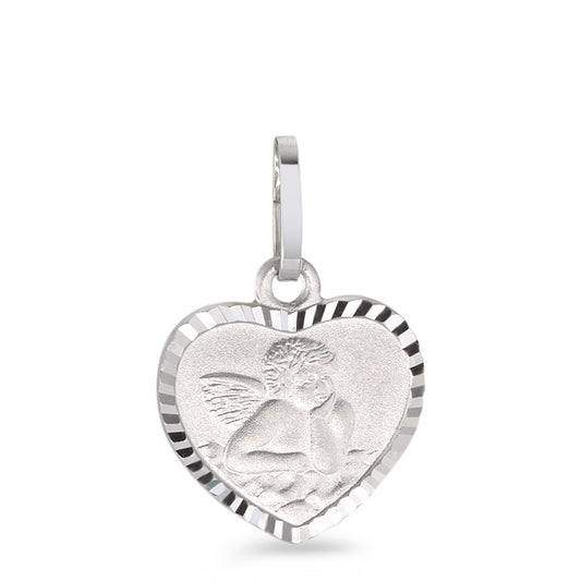 Pendentif Or blanc 9K Ange gardien Ø10 mm