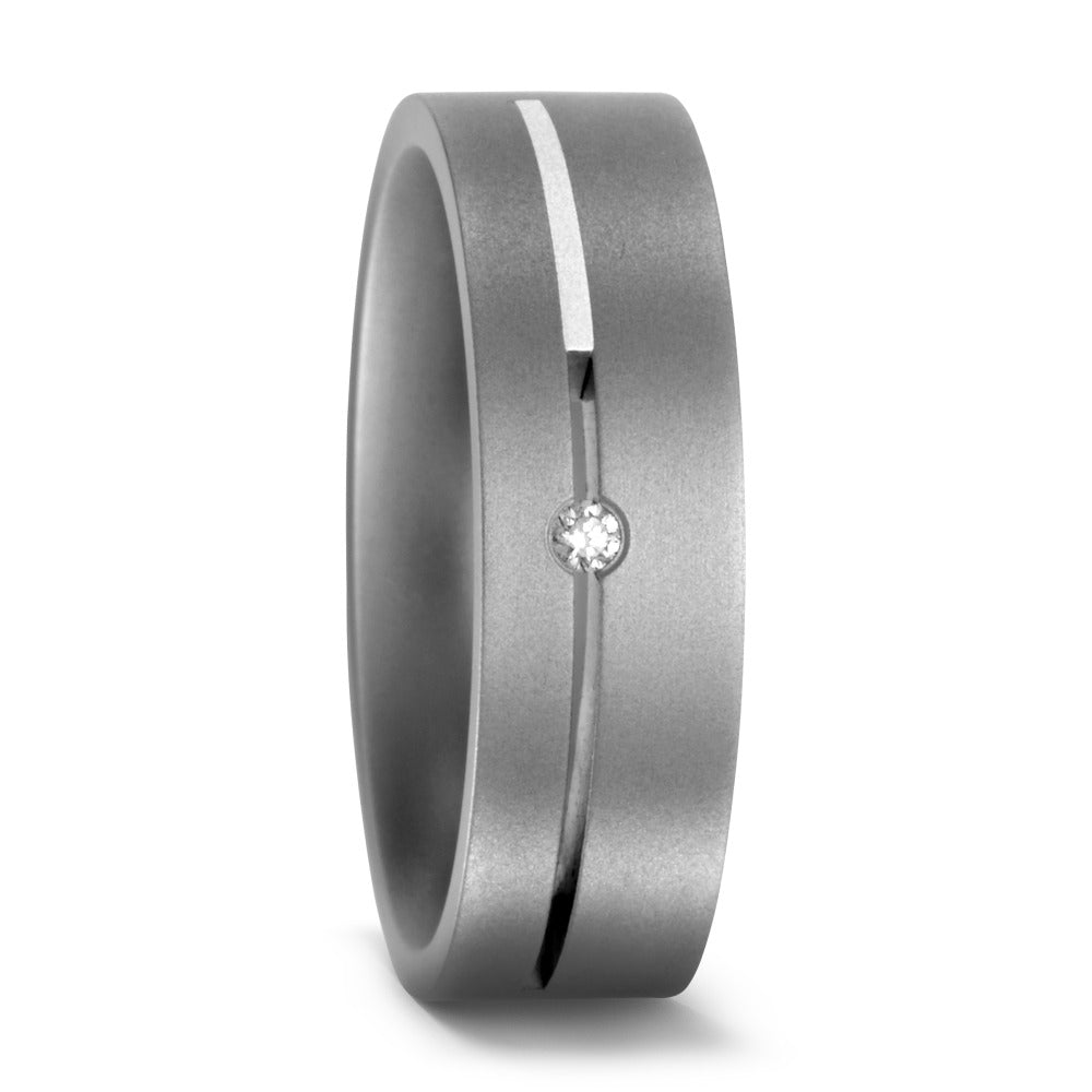 Partnerring Titanium, Zilver Diamant 0.02 ct, w-si