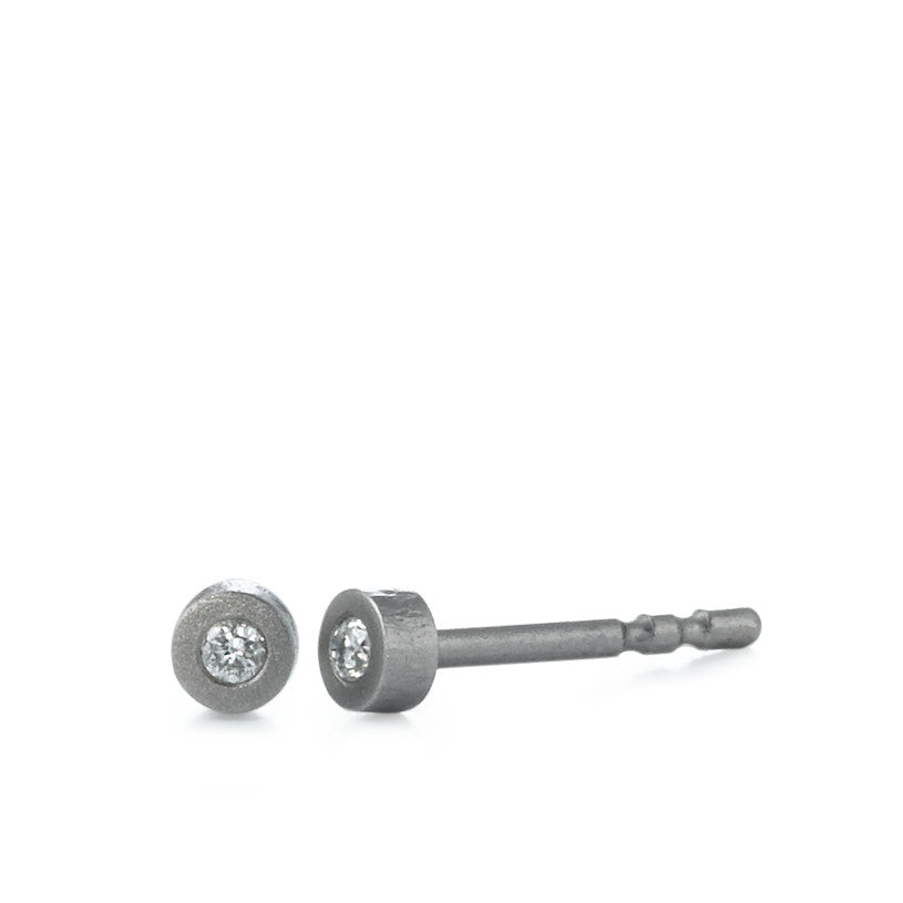 Oorknoppen Titanium Diamant 0.02 ct, 2 Steen, w-si Ø3 mm