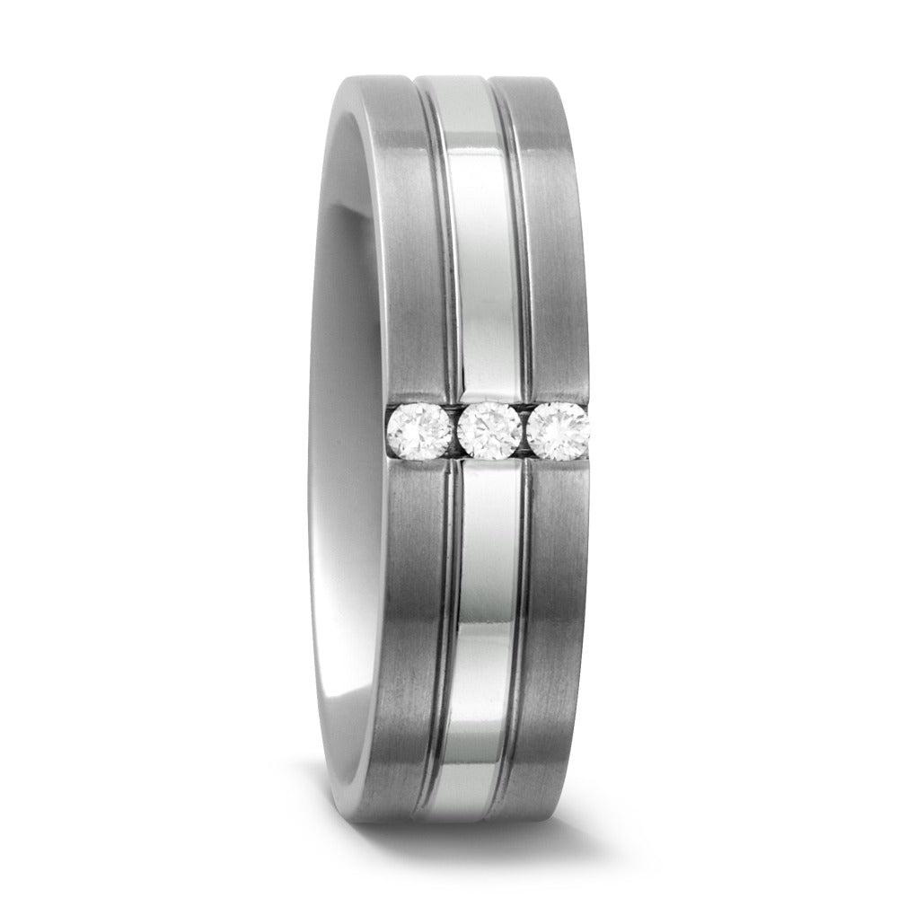 Bague Titane, Platine 950 Diamant 0.06 ct, w-si