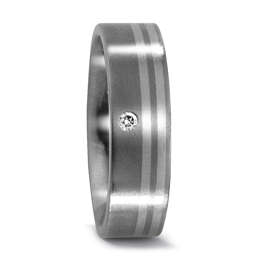 Partnerring Titanium, 950 Platina Diamant 0.03 ct, w-si