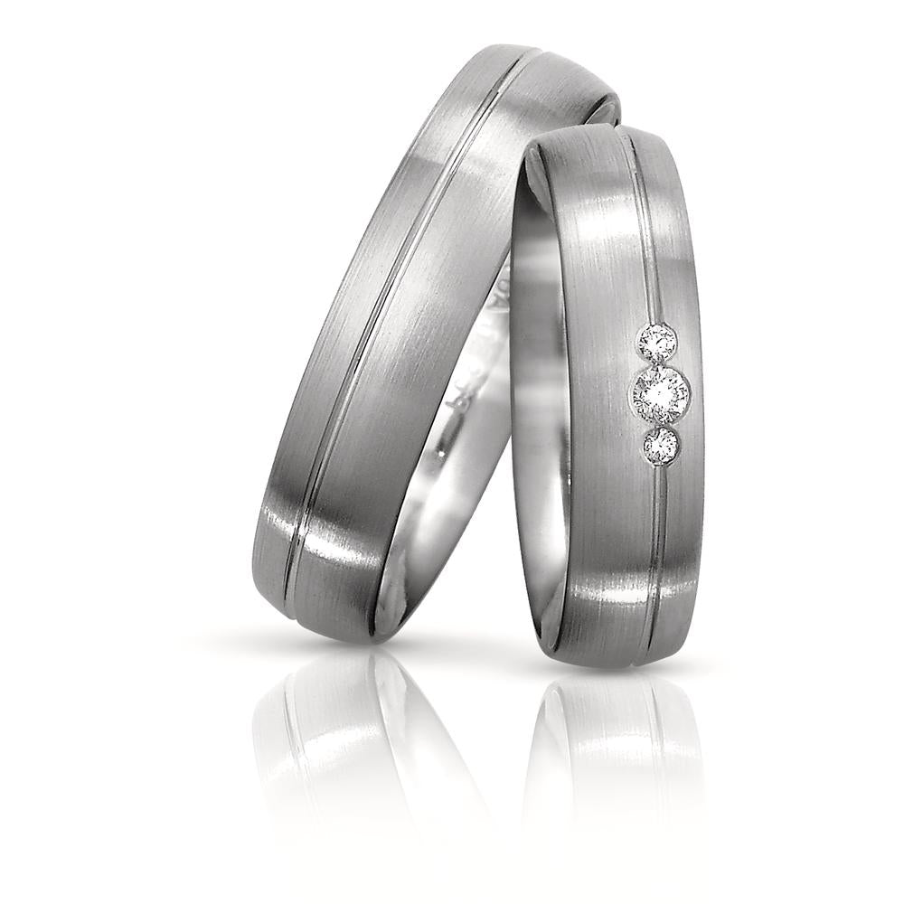 Partnerring 950 Platina, 750/18 krt grijs goud