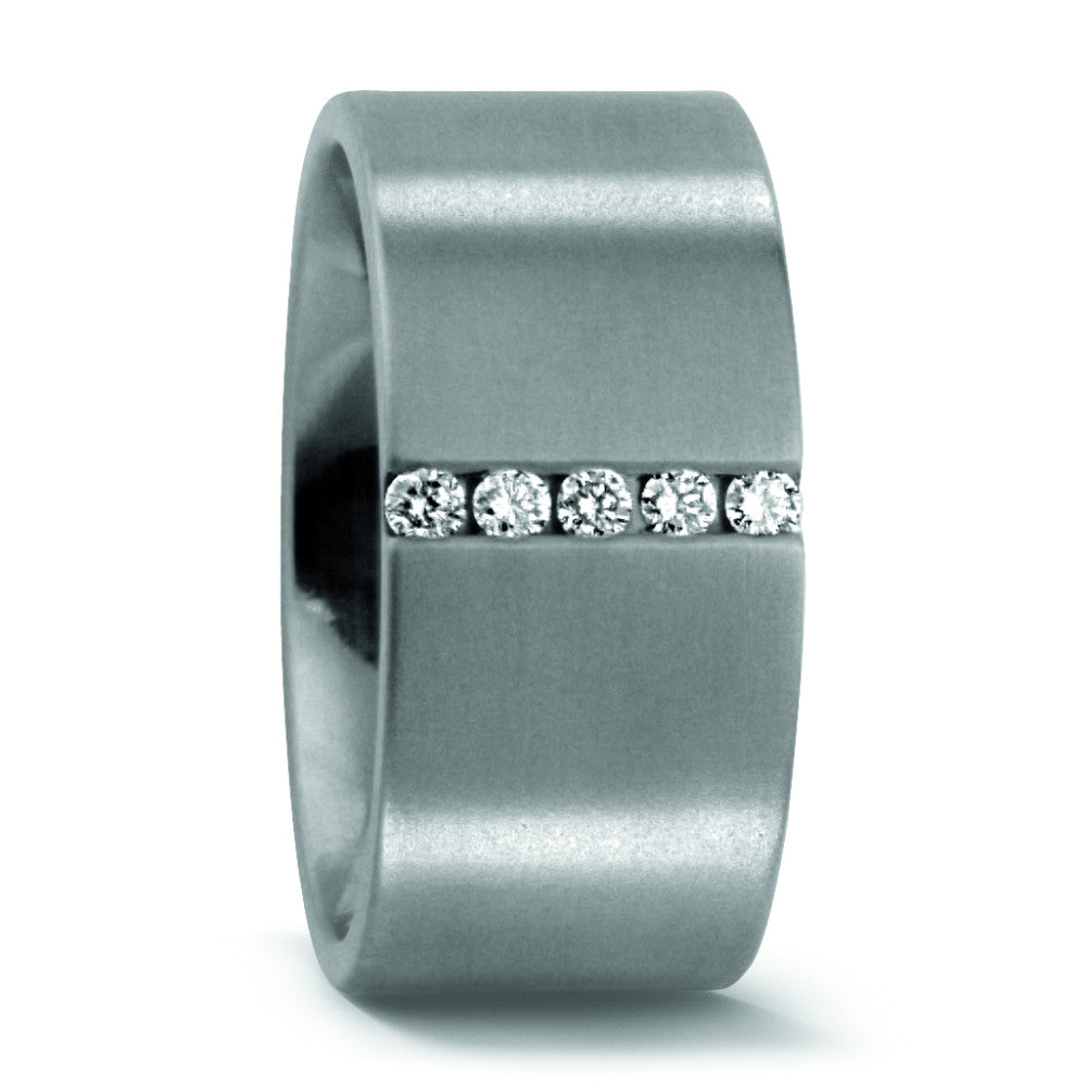 Partnerring Roestvrijstaal Diamant 0.10 ct, 5 Steen, w-si