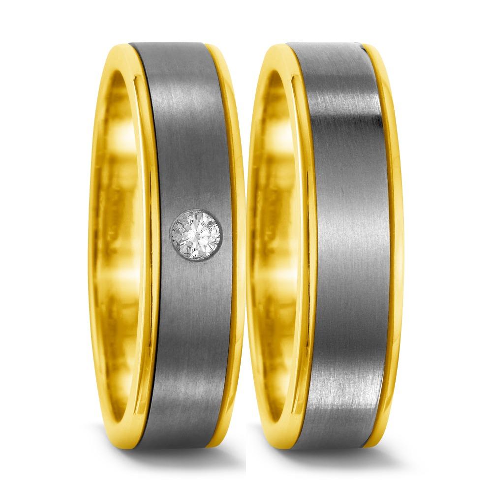 Partnerring Titanium, 750/18 krt geel goud