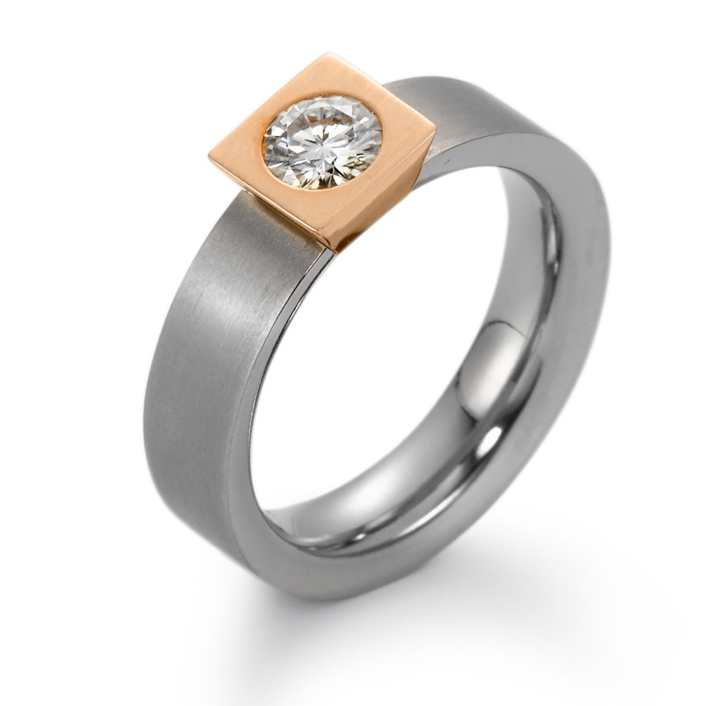 Fingerring Titan, 750/18 K Rotgold Moissanite