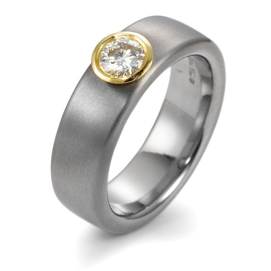 Bague Titane, Or jaune 18K Moissanite