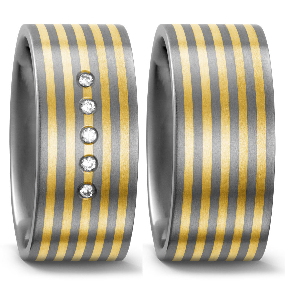 Bague Titane, Or jaune 18K