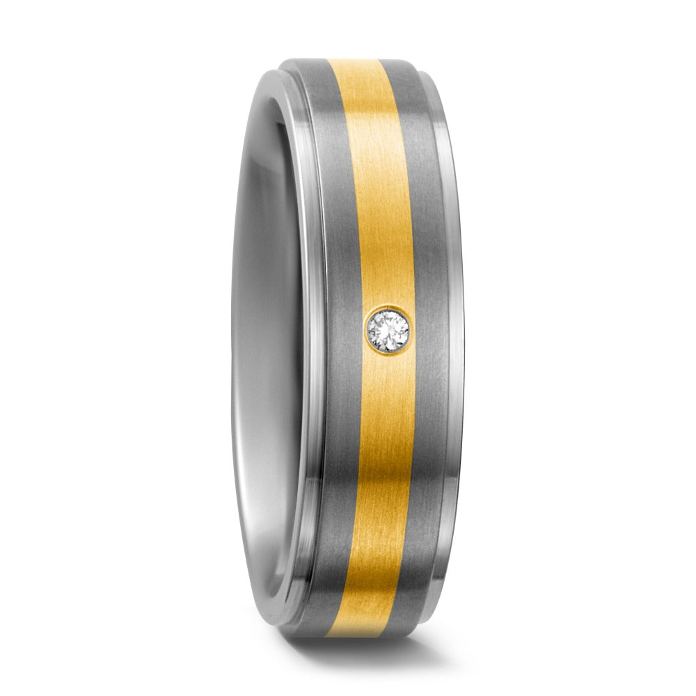 Fingerring Titan, 750/18 K Gelbgold Diamant 0.02 ct, w-si