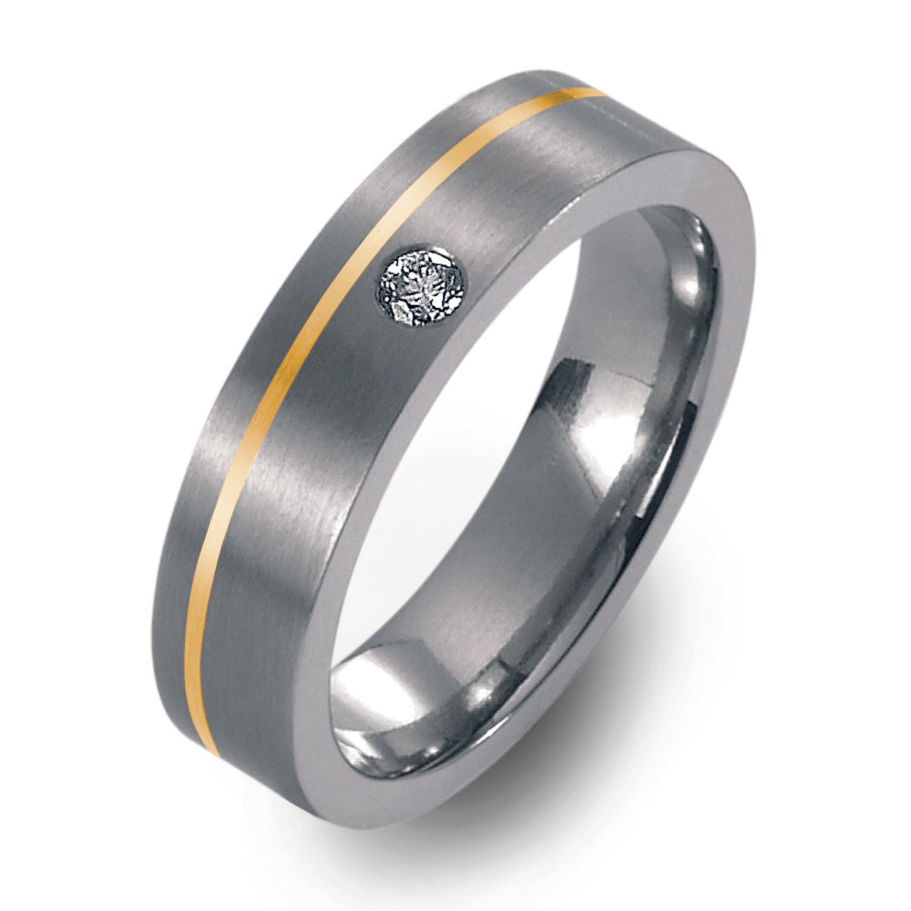 Partnerring Titan, 750/18 K Gelbgold Diamant 0.05 ct, w-si