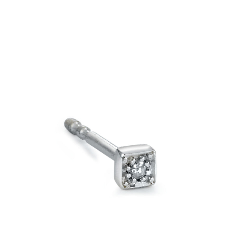 Oorknop 1 stuk 750/18K krt witgoud Diamant 0.01 ct, w-si