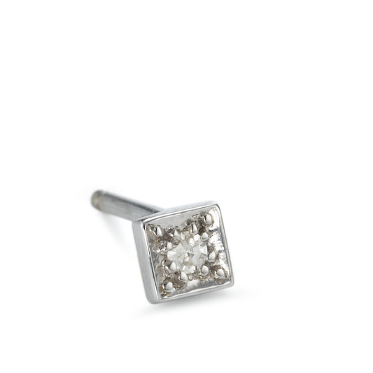 Oorknop 1 stuk 750/18K krt witgoud Diamant 0.03 ct, w-si