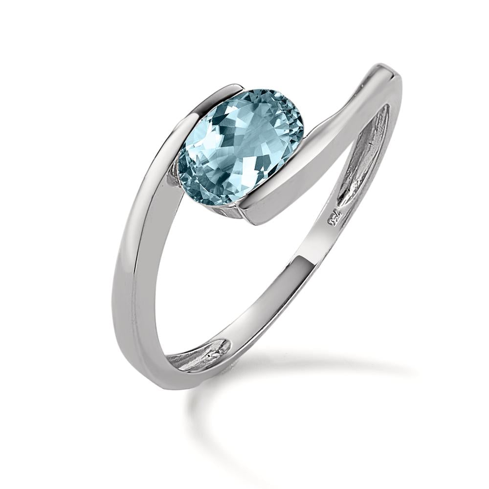 Ring 750/18K krt witgoud Topaas blauw