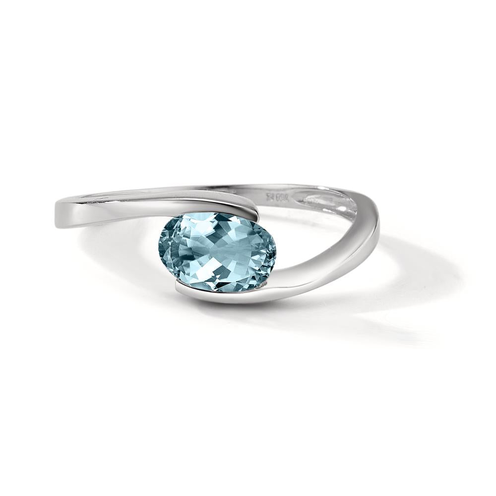 Ring 750/18K krt witgoud Topaas blauw