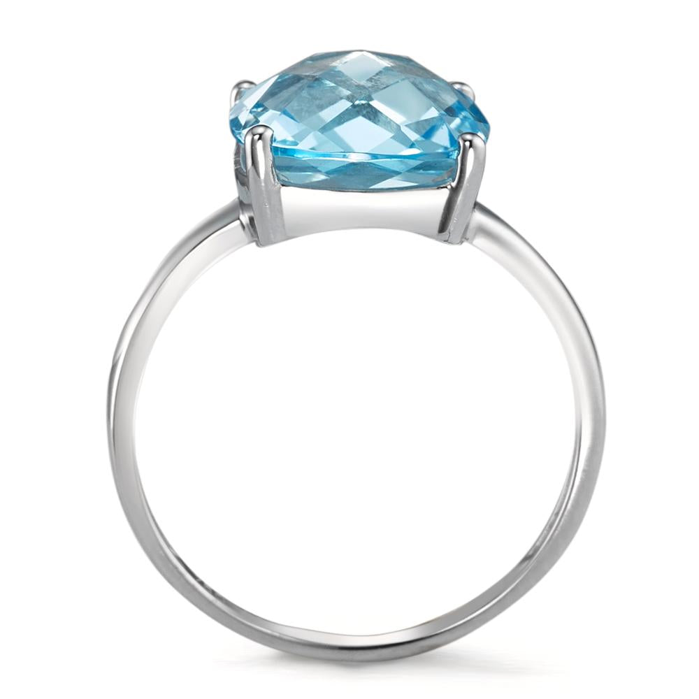 Ring 750/18K krt witgoud Topaas blauw, [Briolett] Ø10 mm