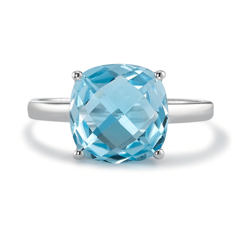 Ring 750/18K krt witgoud Topaas blauw, [Briolett] Ø10 mm