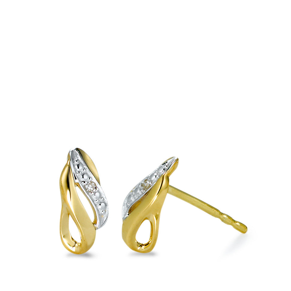 Clous d'oreilles Or jaune 18K Diamant 2 Pierres, w-si