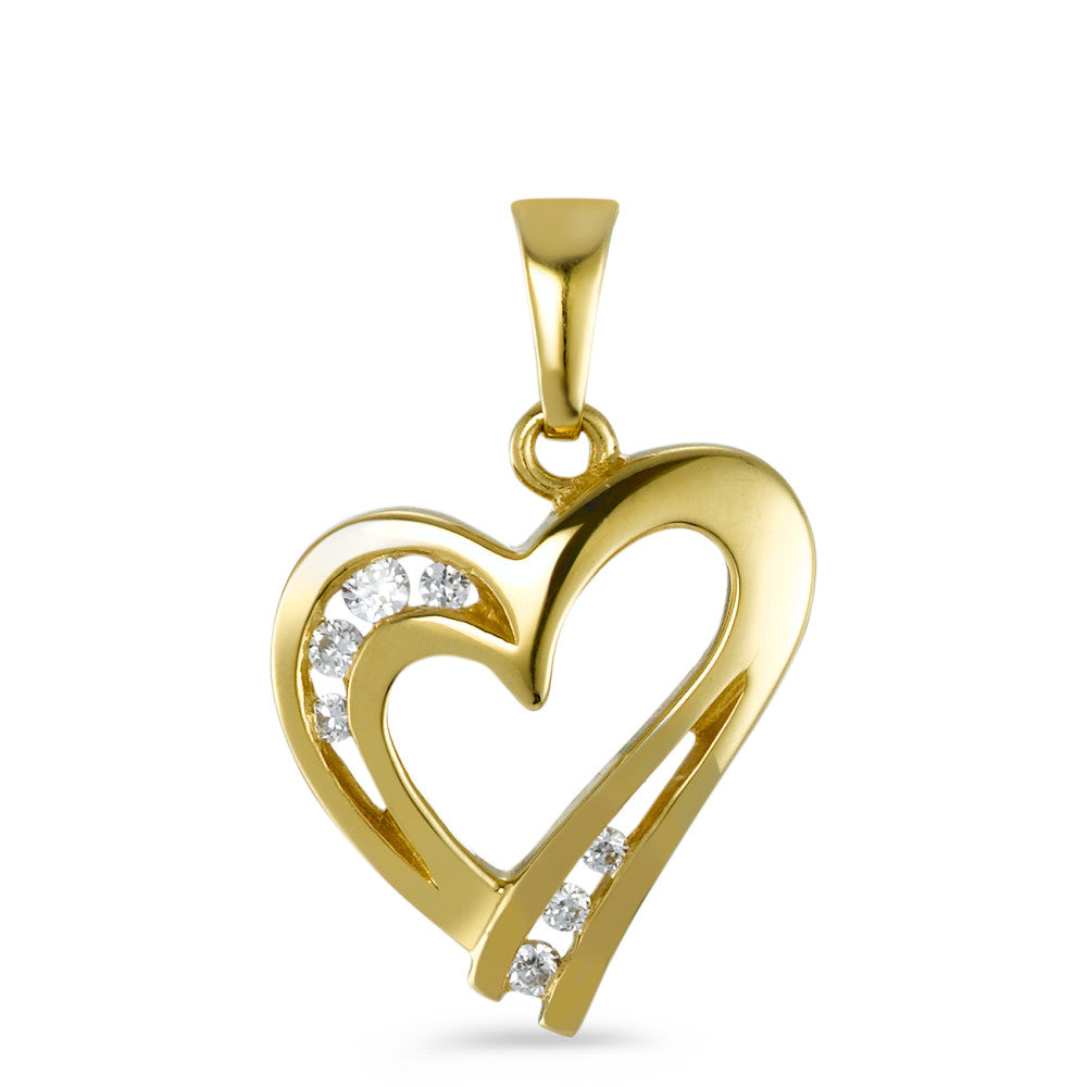 Pendentif Or jaune 18K Zircone 7 Pierres Coeur